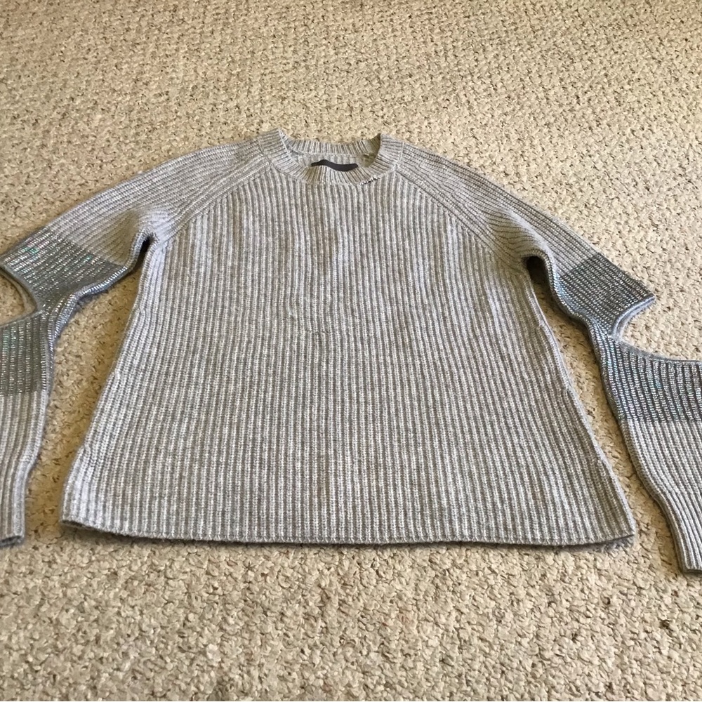 ZOE JORDAN CASHMERE WOOL BLEND OPEN ELBOW SWEATER NEEDS A MEND SZ S/M